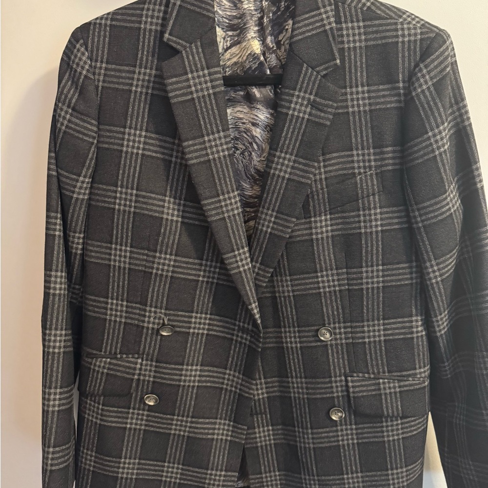 Custom Patterned Black Double Breasted Indochino Jacket